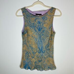 Morrell Maxie Y2K 100% Silk Paisley Tank Top Size 10 | Made in USA